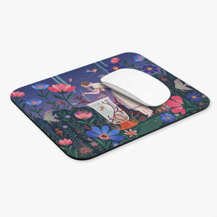 🐠🌸 The Lady Of The Enchanted Aquarium Mouse Pad – Art Deco Underwater Garden Fantasy