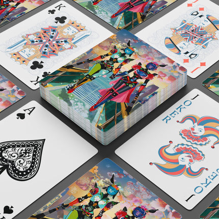 Cyber Punk Robot Models Playing Cards