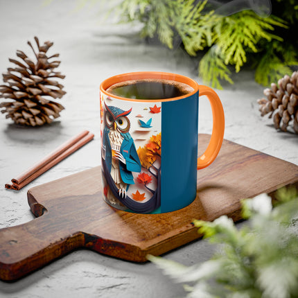 Owl at an Autumn Park Colorful Mugs (11oz, 15oz)
