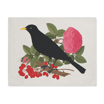 Blackbird & Rose Placemat – Timeless Elegance & Nature's Harmony