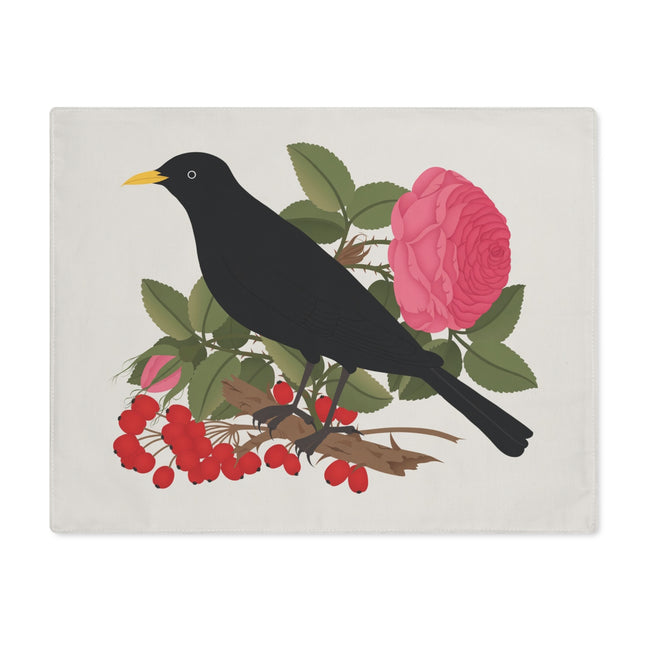 Blackbird & Rose Placemat – Timeless Elegance & Nature's Harmony