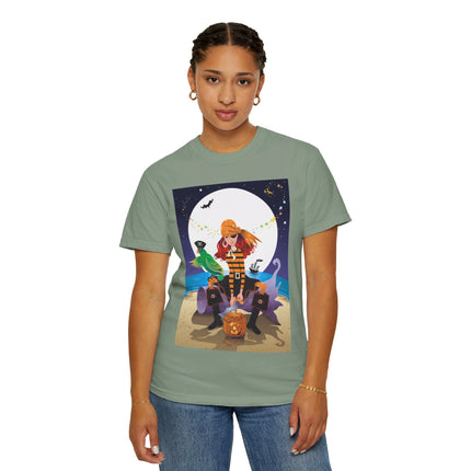 Moonlit Pirate Halloween Unisex Garment-Dyed T-shirt