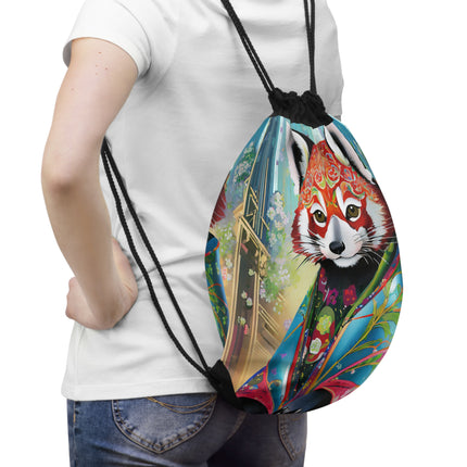 Cybernetic Red Panda Drawstring Bag