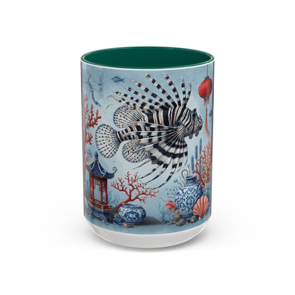 Lionfish & Lantern Colorful Mug – Mystical Ocean & Asian Harmony