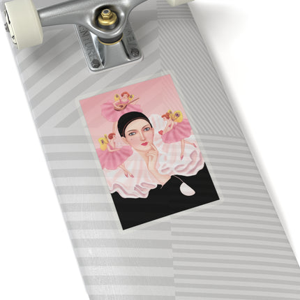 Pierrot & Fairies Dressed in Pink by Sofia Chiostri Kiss-Cut Stickers (4 Sizes)