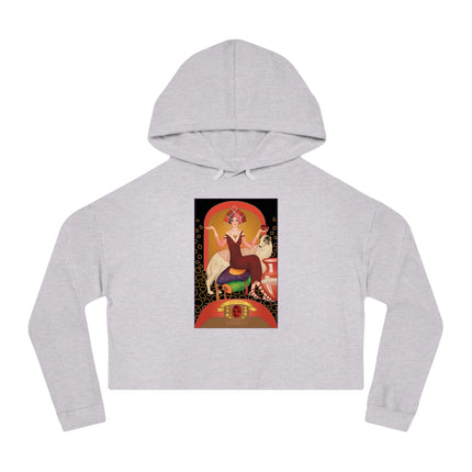 January & Garnet (from the Gem Series) by Sofia Chiostri Women’s Cropped Hooded Sweatshirt