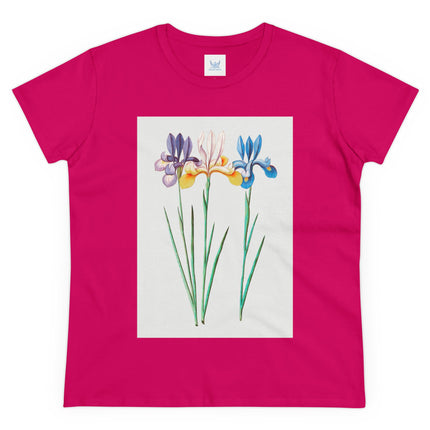 Women's Blue Iris Print Midweight Cotton Tee