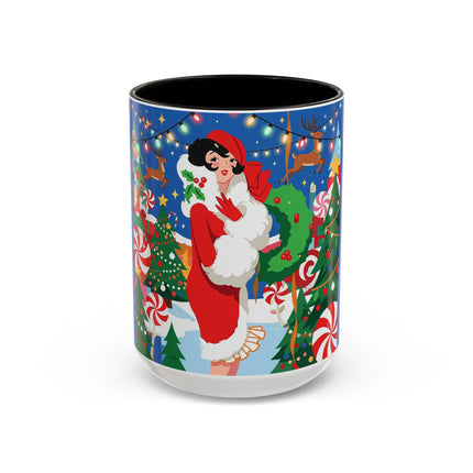 🦌🍬 The Lady Of The Peppermint Christmas Garden Colorful Mug – Colorful Art Deco Holiday Fantasy
