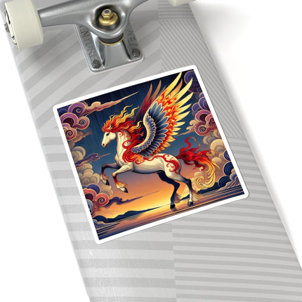 Flame-Winged Horse at Sunset Kiss-Cut Stickers (4 Sizes)