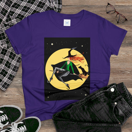 A Witch’s Moonlit Flight Women's Midweight Cotton Tee