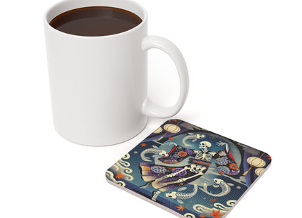 Skeleton Kabuki Performer Cork Back Coaster