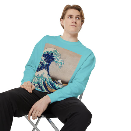 The Great Wave off Kanagawa by Katsushika Hokusai Garment-Dyed Sweatshirt