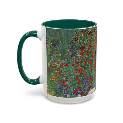 Farm Garden with Sunflowers by Gustav Klimt Colorful Mugs (11oz, 15oz)