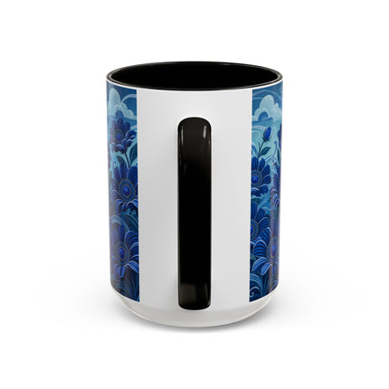 💙🌸 The Sapphire Wind Dancer Colorful Mug – Art Deco Floral Fantasy