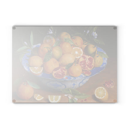 Still Life with Lemons, Oranges, and a Pomegranate Glass Cutting Board