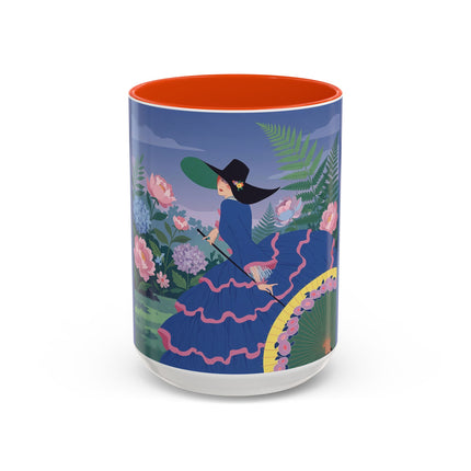 The Lady Of The Garden Stroll Colorful Mugs – Art Deco Botanical Elegance