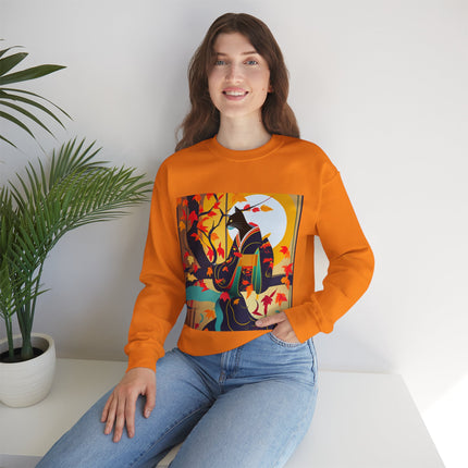 Black Cat in Kimono Unisex Heavy Blend™ Crewneck Sweatshirt