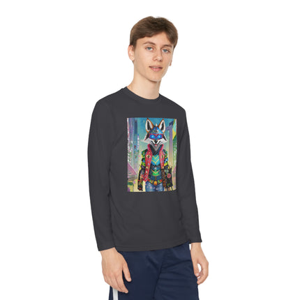 Cyber Hyena Youth Long Sleeve Competitor Tee – Neon Mischief & Futuristic Style