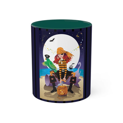 Moonlit Pirate Halloween Colorful Mugs, 11oz