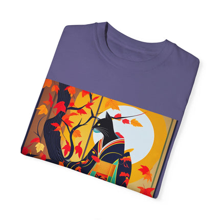 Black Cat in Kimono Unisex Garment-Dyed T-shirt