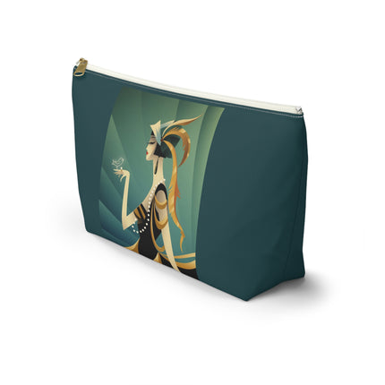 Art Deco Flapper with Bird Cosmetic Bag – Elegant Glamour & Timeless Style