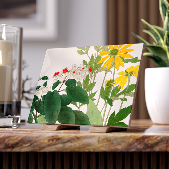 Clerodendrum & Rudbeckia by Tanigami Kônan Ceramic Tile