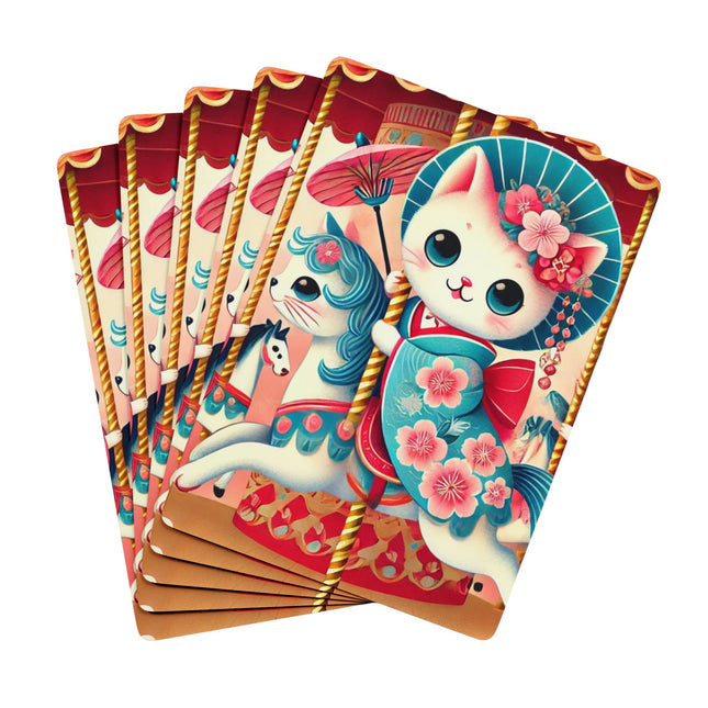 Geisha Kitten's Enchanted Carousel Ride Playing Cards