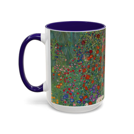 Farm Garden with Sunflowers by Gustav Klimt Colorful Mugs (11oz, 15oz)
