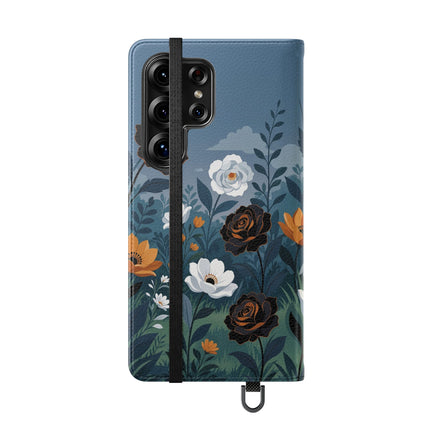 🌹💧 The Midnight Garden Keeper Flip Case – Art Deco Floral Fantasy