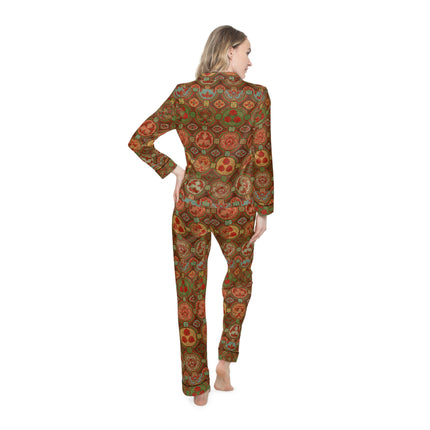 Japanese Fan Pattern by G.A. Audsley Women's Satin Pajamas (AOP)