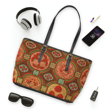 Japanese Fan Pattern by G.A. Audsley PU Leather Shoulder Bag
