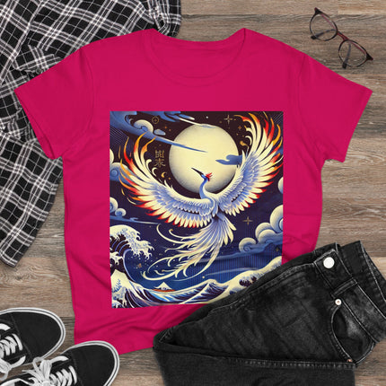 Majestic White Crane Cotton Tee