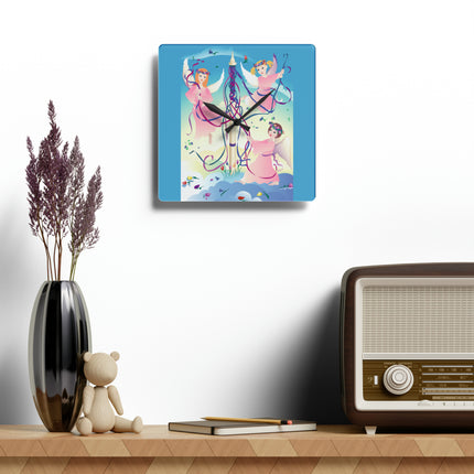 Angelic Revelry Acrylic Wall Clock