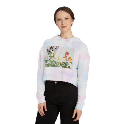 Aquilegia Flowers by Tanigami Kônan Women’s Cropped Hooded Sweatshirt