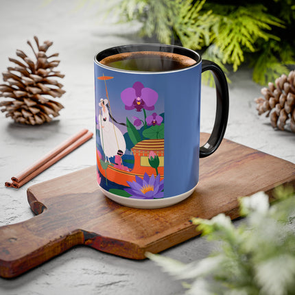 The Lady Of The Lotus Voyage Colorful Mugs – Art Deco Botanical Elegance