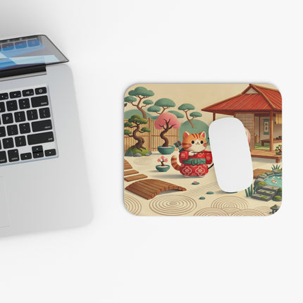Archer Kitten in the Zen Garden Mouse Pad – Focus, Whimsy & Zen Balance