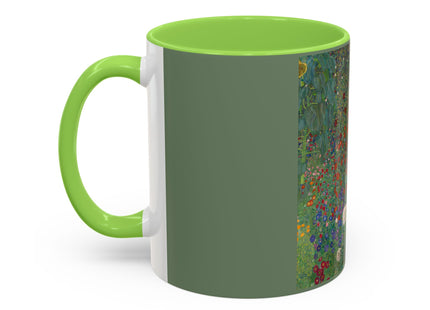 Farm Garden with Sunflowers by Gustav Klimt Colorful Mugs (11oz, 15oz)