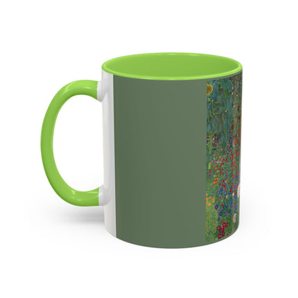Farm Garden with Sunflowers by Gustav Klimt Colorful Mugs (11oz, 15oz)