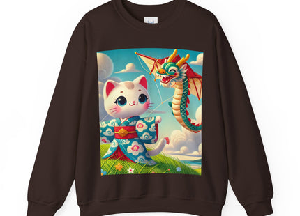 Geisha Kitten and the Dragon Kite Heavy Blend™ Crewneck Sweatshirt