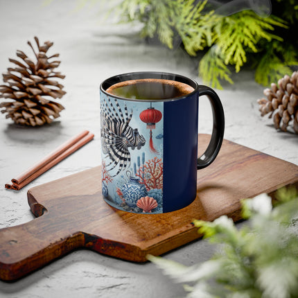 Lionfish & Lantern Colorful Mug – Mystical Ocean & Asian Harmony