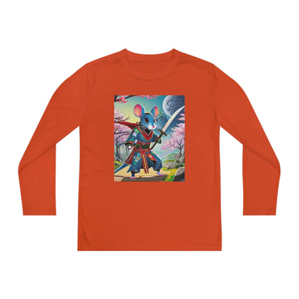 Cyber Samurai Rat Youth Long Sleeve Competitor Tee – Neon Warriors & Futuristic Adventure
