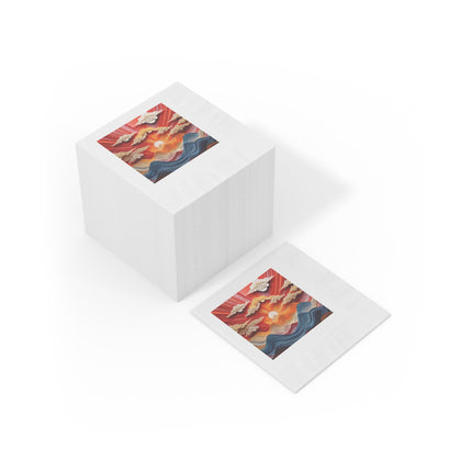 Vibrant Sunrise Sky White Coined Napkins