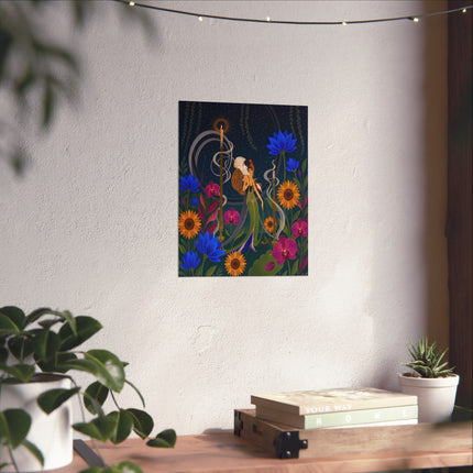 🌙🪷 The Lady Of The Midnight Lotus Garden Matte Vertical Poster – Art Deco Nocturne