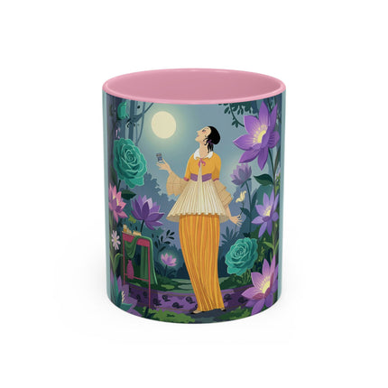 The Lady Of The Moonlit Garden Colorful Mugs – Art Deco Botanical Serenity