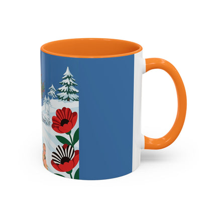 🎿🎄 The Christmas Holly Skier Colorful Mug – Whimsical Holiday Fantasy