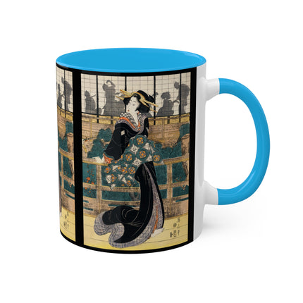 Japanese woman woodcut print by Kikukawa Eizan Colorful Mugs, 11oz