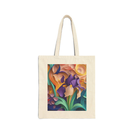 The Elegant Iris Flower Cotton Canvas Tote Bag