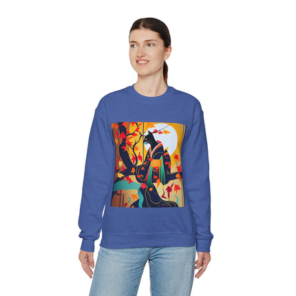 Black Cat in Kimono Unisex Heavy Blend™ Crewneck Sweatshirt