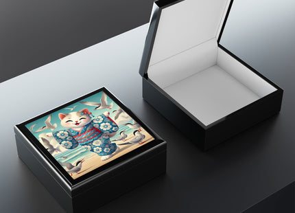 Geisha Kitten by the Seaside Jewelry Box