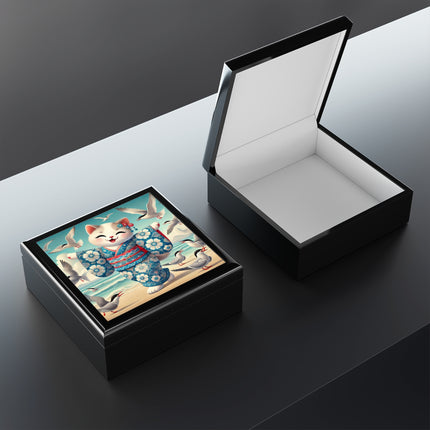 Geisha Kitten by the Seaside Jewelry Box
